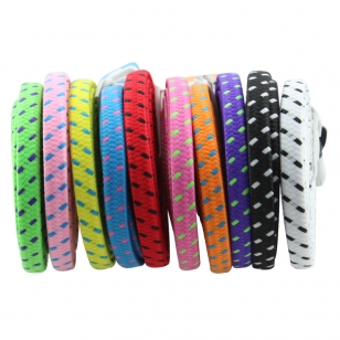 Platte nylon Lightning kabel 3 meter wit