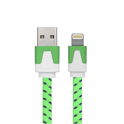 Platte nylon Lightning kabel 3 meter groen