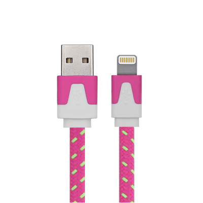 Platte nylon Lightning kabel 2 meter