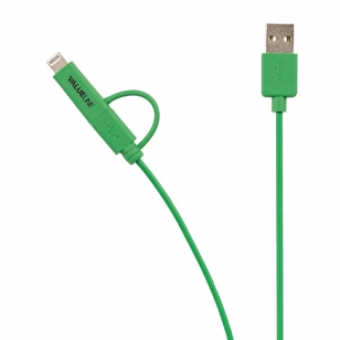 Valueline micro USB kabel met MFi Lightning adapter groen