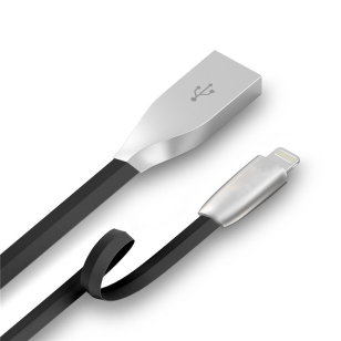 Platte 3D Lightning kabel 1 meter zwart