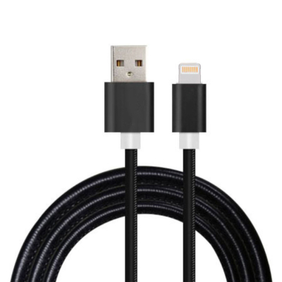 Leather Lightning kabel 1 meter zwart