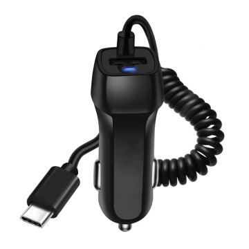 iPhone 15 autolader met USB-C kabel en USB-poort