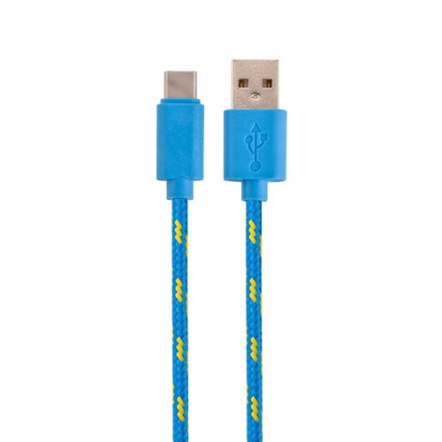 Nylon USB-C kabel 1 meter blauw