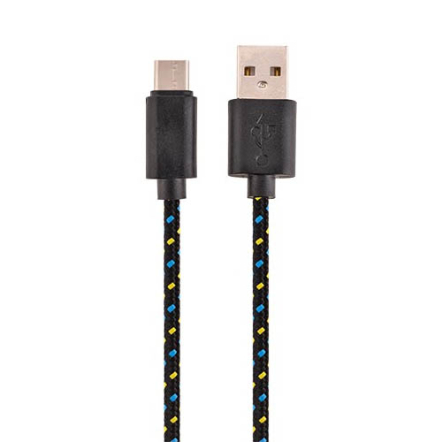 Nylon USB-C kabel 1 meter zwart