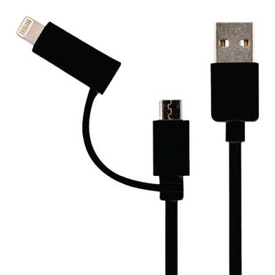2 in 1 kabel - micro USB en Lightning - 15 centimeter