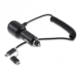 Duo USB autolader met micro USB en Lightning kabel