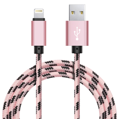 Xinnier nylon Lightning kabel 2 meter roségoud