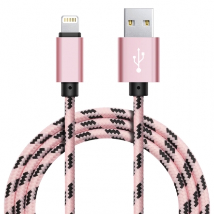 Xinnier nylon Lightning kabel 1 meter roségoud