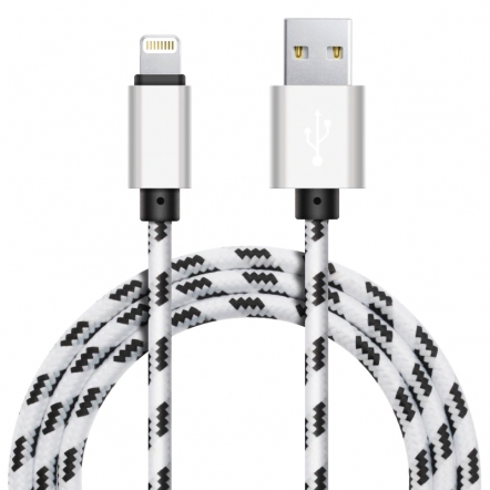 Xinnier nylon Lightning kabel 1 meter wit