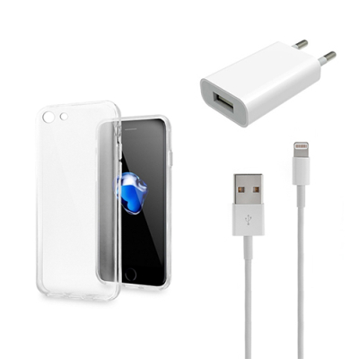 iPhone 8 transparant hoesje, screenprotector en oplader