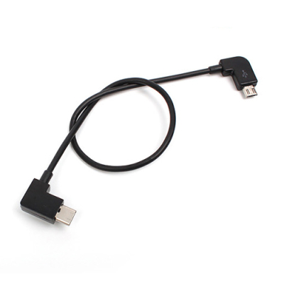 Micro USB naar USB-C data kabel haaks 30 cm