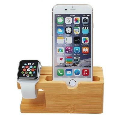 Bamboe houder voor iPhone en Apple Watch