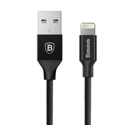 Baseus Yiven nylon Lightning kabel 60 centimeter zwart