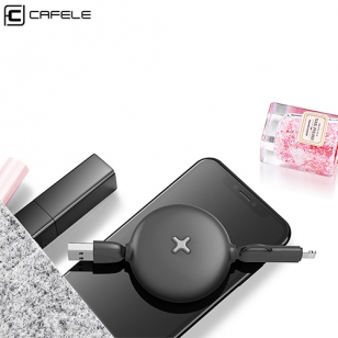 Lightning & micro USB kabel oprolbaar zwart