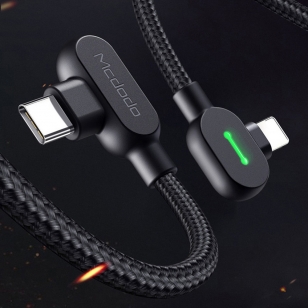 Mcdodo nylon haakse Lightning naar USB-C kabel 1,8 meter